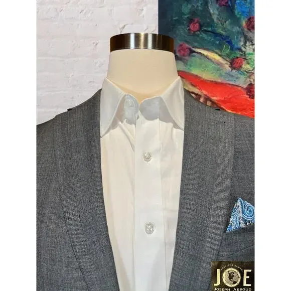 NWOT Joseph Abboud 42L Gray Muted Cobalt Blue Plaid Blazer Sport Coat Jacket - Picture 3 of 15